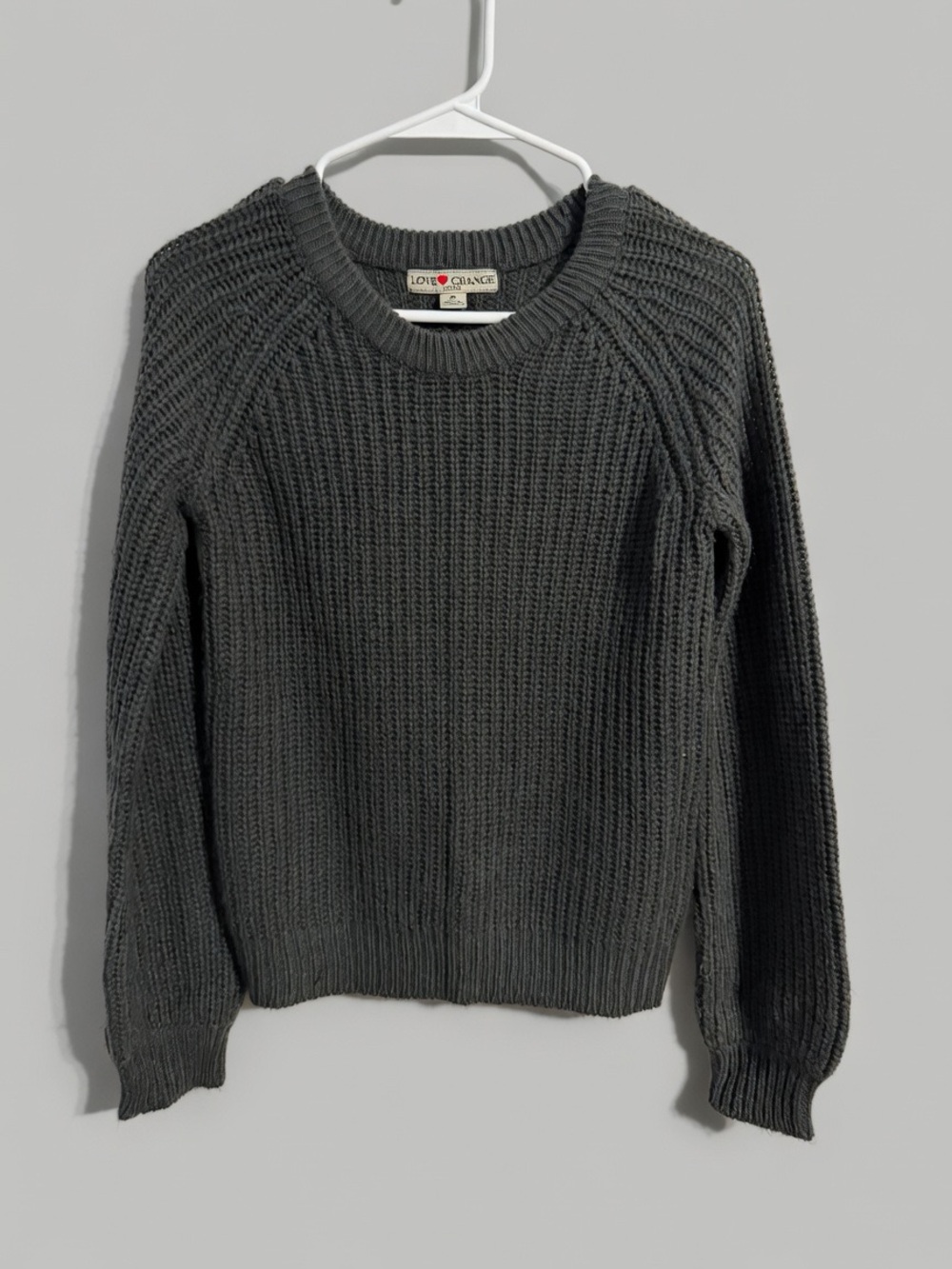 Love Charcoal Ribbed Crewneck Sweater